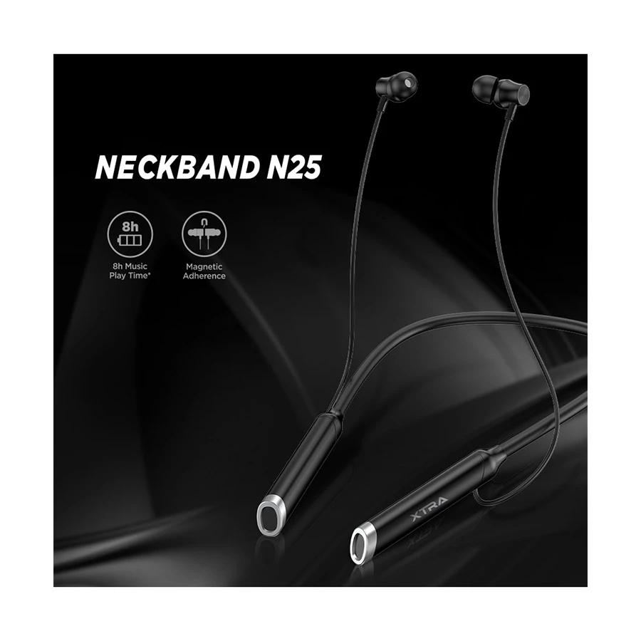 Xtra N25 - Bluetooth Black Earphone -Neckband - Image 2