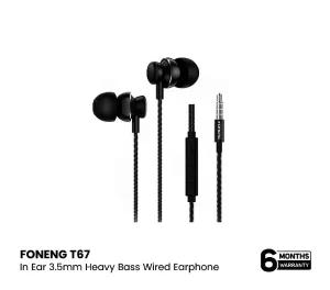 In-Ear Metal Wired Earphone with Mic | FONENG T67 | 3.5mm Jack